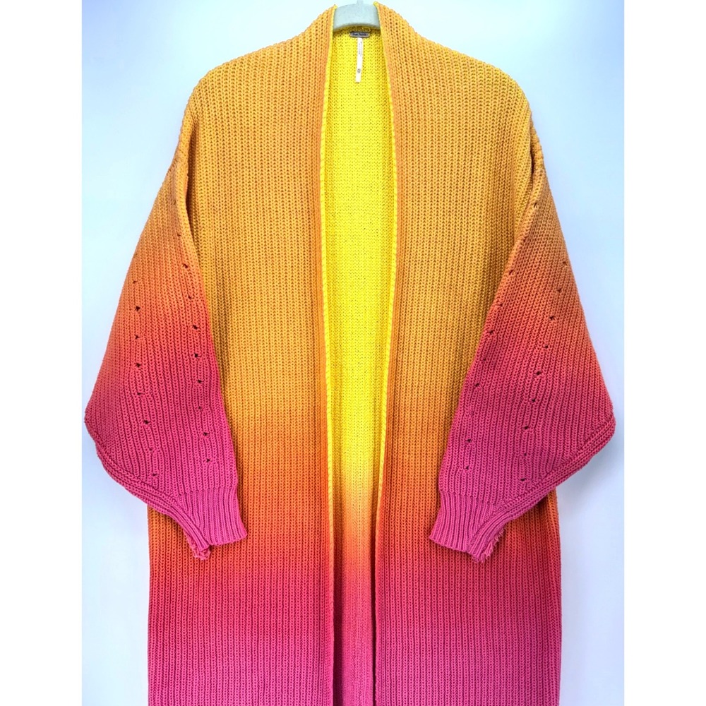 NWOT Free People Come Together Ombre Duster Cardigan Orange Boho Knit Sz XS - Picture 5 of 10